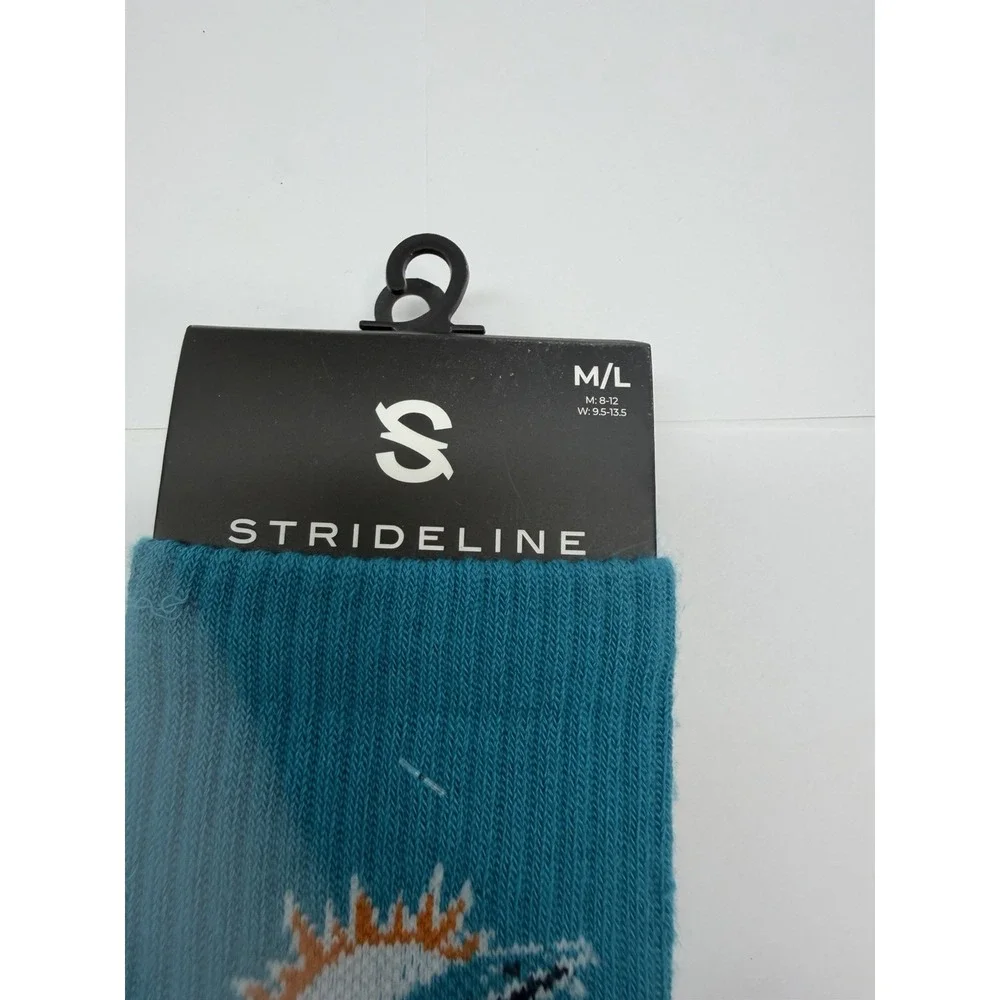 Strideline Miami Dolphins Socks M/L White Aqua Orange Officially Licensed NFL